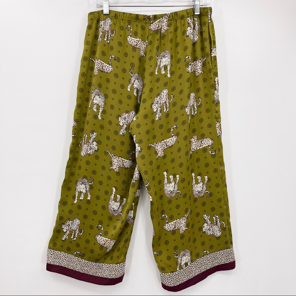 Room Service Olive Green Leopard Print Lounge Pajama Pants will also fit a med - Picture 3 of 7